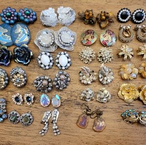Vintage lot of 25 clip on earrings, unmarked